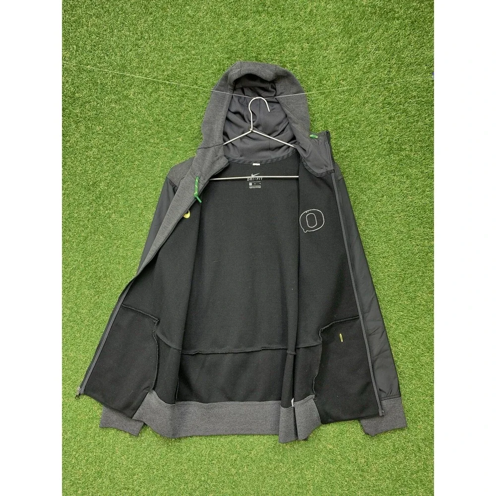 Nike Jacket Mens Medium Oregon Ducks Team Issued Tech Fleece Black Hoodie Y2K